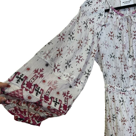 ISABEL MARANT ETOILE $890 Fratela printed cotton voile midi dress NWT Sz 34 US 2 - Picture 7 of 14
